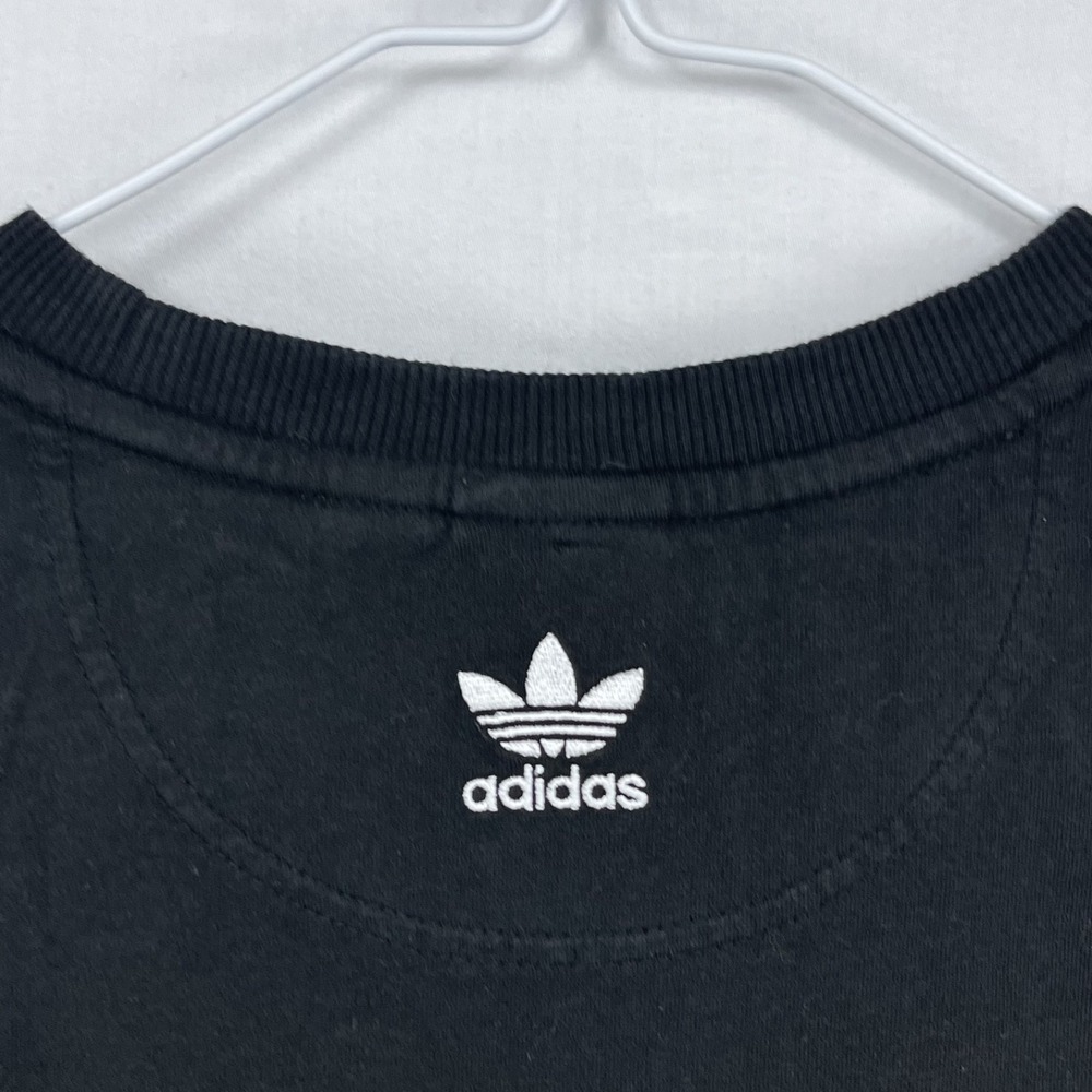 EUC Adidas Originals Womens Black 3-Stripe Trefoil Peek-A-Boo Pocket T-Shirt L - Picture 8 of 10